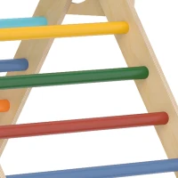 Qaba Pikler Triangle Set, 3 in 1 Climbing Toys with Ramp for Toddlers, Nature Wood(m-12)