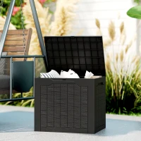 Outsunny 30 Gallon Deck Box, Resin Outdoor Storage Box with Handles, Waterproof and UV Resistant Storage Container(m-1)