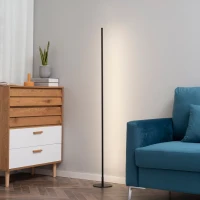 HOMCOM Modern LED Floor Lamp, Tall Corner Light with Metal Base for Office, Bedroom, Living Room, Black(m-7)