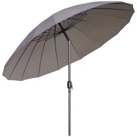 Outsunny 8ft Shanghai Garden Parasol Umbrella with Crank & Tilt, Adjustable Outdoor Sun Shade, Dark Grey(m-9)