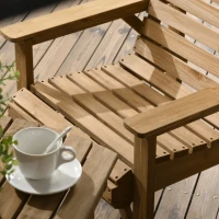 Outsunny 5 Piece Wooden Patio Dining Set for 6, Outdoor Conversation Set with 2 Armchairs, 2 Loveseats, and Dining Table with Umbrella Hole for Backyard, Garden, Light Brown(m-8)