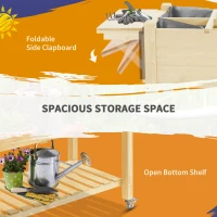Outsunny Raised Garden Bed Planter Box w/ 8 Grow Grids, Storage Shelf & Lockable Wheels(m-7)