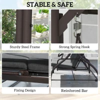 Outsunny Convertible Patio Swing Bed with Canopy and Cushions, 3 Seater Porch Swing for Outdoor, Backyard, Garden, Dark Grey(m-6)