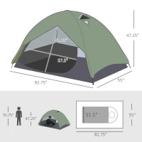 Outsunny 2 Person Camping Tent Dome Tent with Waterproof Polyester Rain Cover, 4 Mesh Windows for Air, & Carry Bag(m-3)