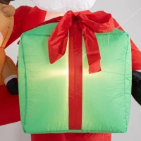 Outsunny 112" Giant Christmas Inflatable Hanging Santa Claus Sitting w/ Reindeer, Gift Box(m-9)