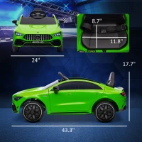 Qaba Mercedes-Benz AMG Licensed 12V Kids Ride on Car with Remote Control, Rear Suspension, LED Lights, Music, Green(m-3)