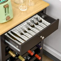 HOMCOM Wine Bar Cabinet, Modern Buffet Cabinet with 16-Bottle Wine Holder and Drawer, Kitchen Storage Cabinet for Living Room, Home Bar, Dark Brown(m-7)