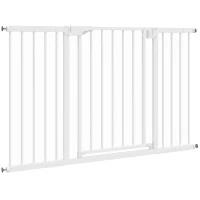PawHut Baby Gate, Pet Safety Gate Pressure Fit, 30"-51" Wide with Two-Way Open, Auto-Close for Stair, Doorways, Hallways, Black(m-2)