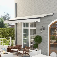 Outsunny 15' x 10' Electric Retractable Awning with Remote Controller, All Aluminum Frame Patio Awning, UV30+ Protection, White(m-9)