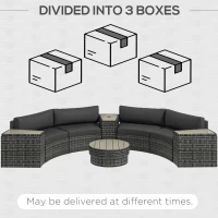 Outsunny 8 Piece Patio Furniture Set with 4 Rattan Sofa Chairs & 4 Tables with Storage & Umbrella Hole, Mixed Gray(m-8)