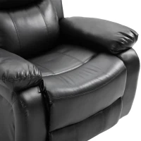 HOMCOM PU Leather Massage Recliner Chair, Swivel Rocker Sofa with Remote Control, Footrest, Padded Seat, Manual Reclining Chair for Living Room, Bedroom, Black(m-8)