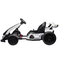 Aosom 24V 7.5 MPH Electric Go Kart with Adjustable Seat, Slow Start, White(m-13)