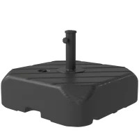 Outsunny Patio Umbrella Base with Wheels, Telescopic Handle, 158 lb Sand or 99 lb Water Filled Umbrella Stand, Black(m-1)