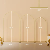 Outsunny Metal Arch Backdrop Stand Set of 3, 7/6.5/6 ft Wedding Arch Frame, Balloon Backdrop Arch Stand Set, Gold(m-3)