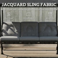 Outsunny 3-Seat Patio Swing Chair, Outdoor Swing Glider with Adjustable Canopy, Removable Thicken Cushion, and Weather Resistant Steel Frame, for Garden, Poolside, Backyard, Gray(m-5)