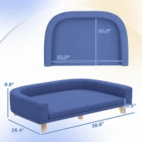 PawHut Dog Sofa Couch Bed with Washable Cushion for Large Dogs, Cats, Blue(m-3)