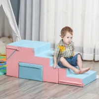 Qaba 2-Piece Soft Play Kids Foam Play Se for Crawl and Climb, Light Blue(m-8)