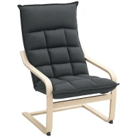 HOMCOM Modern Armchair, Upholstered Accent Chair with Curved Leg and Arm, Leisure Lounge Chair for Living Room, Dark Grey(m-9)