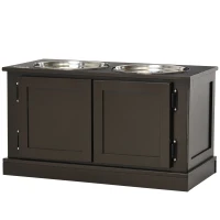 PawHut Elevated Dog Bowls with Storage, Two Stainless Steel Bowls for Large Dogs, Coffee(m-1)