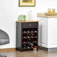 HOMCOM Wine Bar Cabinet, Modern Buffet Cabinet with 16-Bottle Wine Holder and Drawer, Kitchen Storage Cabinet for Living Room, Home Bar, Dark Brown(m-2)