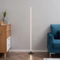 HOMCOM Modern LED Floor Lamp, Tall Corner Light with Metal Base for Office, Bedroom, Living Room, Black(m-2)