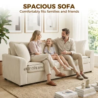 HOMCOM 3 Seater Sofa, 83.5" Modern Upholstered Couch with Pocket Spring and 2 Scatter Cushions for Living Room, Cream White(m-4)