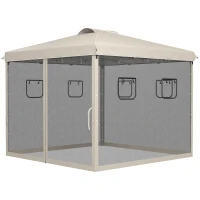 Outsunny 10' x 10' Pop Up Canopy Tent, Instant Sun Shelter with Netting, Windows and Carry Bag, Height Adjustable(m-1)