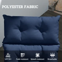 Outsunny Patio Lounge Chair Cushion, Tufted Thick Outdoor Chaise Lounge Cushion with Ties, 74.8" x 22" x 4", Navy Blue(m-4)