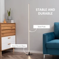 HOMCOM Modern LED Floor Lamp, Tall Corner Light with Metal Base for Office, Bedroom, Living Room, Black(m-5)