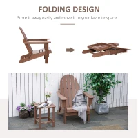 Outsunny Folding Adirondack Chair, HDPE Fire Pit Chair, Weather Resistant Outdoor Chair for Patio, Garden, Backyard, Lawn, Brown(m-7)
