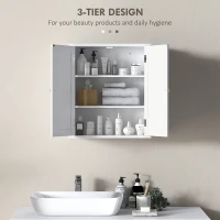 HOMCOM Bathroom Medicine Cabinet, Wall Cabinet with 2 Doors and Adjustable Shelf, Space Saver Over Toilet Cabinet(m-4)