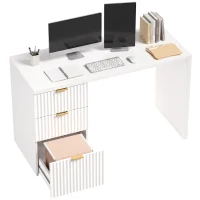 HOMCOM Computer Desk with Drawers Office Desk with Reversible File Drawers Study Table Bedroom Study 47" White(m-13)