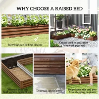 Outsunny L-Shaped Raised Garden Bed, 82" x 109" x 12" Galvanized Steel Planter Box with Multi-reinforced Rods for Vegetables, Flowers and Herbs, Dark Brown Wood Effect(m-7)