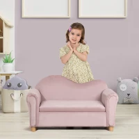 Qaba Ergonomic Foam Kids Sofa with Inner Toy Storage Chest, Velvet Kids Couch with Soft Arms, Children's Lounge Furniture, Pink(m-10)