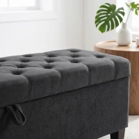 HOMCOM Storage Ottoman Bench, 63" End of Bed Bench for Queen/King Bed, Living Room, Bedroom, Entryway, Dark Grey(m-10)