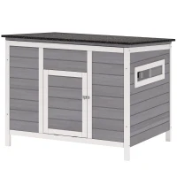 PawHut Duck Coop, Wooden Duck House Rabbit Hutch with Openable Roof, Removable Base, Elevated Legs, Ramp, Ventilated Windows(m-1)