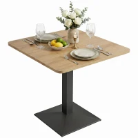 HOMCOM 28" Square Dining Table, Modern Dining Room Table with Steel Base, Space Saving Small Kitchen Table, Dark Brown(m-10)