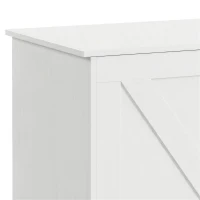 HOMCOM 31.5 Inches Storage Chest, Storage Trunk with Safety Hinge for Living Room, White Wood Grain(m-11)
