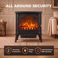 HOMCOM Electric Fireplace 1000W/2000W, Freestanding Heater with Adjustable Thermostat, Overheat Protection, 3D Flame Effect(m-7)