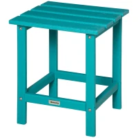 Outsunny Adirondack Side Table, Square Patio End Table, Weather Resistant 15" Outdoor HDPE Table for Porch, Pool, Balcony, Green(m-11)