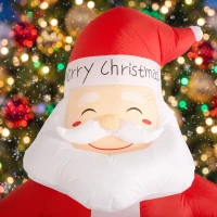 Outsunny 112" Giant Christmas Inflatable Hanging Santa Claus Sitting w/ Reindeer, Gift Box(m-10)