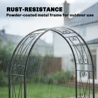 Outsunny 8 ft Garden Arch, Outdoor Trellis Arbor for Climbing Plants, Wedding Arch for Party Outdoor Garden Backyard, Black(m-5)
