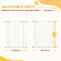 PawHut Extra Tall Dog Gate with Door, Pressure Fit, Auto Close, Double Locking for Doorways Hallways Stairs, 29"-34", White(m-7)