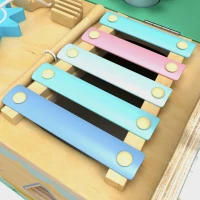 Qaba Wooden Baby Walker for 1-3 Year, Montessori Inspired Push Along Walker Toys, Multifunctional Activity Centre(m-9)
