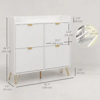HOMCOM Shoe Storage Cabinet with 4 Flip Drawers and Adjustable Shelf, Shoe Cabinet for 16 Pairs of Shoes, White(m-3)
