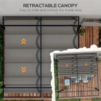Outsunny 10' x 10' Retractable Pergola, Garden Gazebo Shade Shelter, for Grill, Patio, Deck, Dark Grey(m-4)