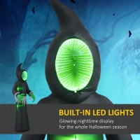 HOMCOM 8ft Inflatable Halloween Mirror Face Ghost, Blow Up LED Display for Garden Indoor Outdoor(m-4)