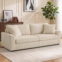 HOMCOM 3 Seater Sofa, 83.5" Modern Upholstered Couch with Pocket Spring and 2 Scatter Cushions for Living Room, Cream White(m-1)