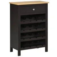 HOMCOM Wine Bar Cabinet, Modern Buffet Cabinet with 16-Bottle Wine Holder and Drawer, Kitchen Storage Cabinet for Living Room, Home Bar, Dark Brown(m-1)