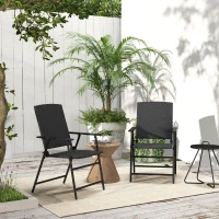 Outsunny Outdoor Wicker Dining Chair Set of 2 with Steel Frame Black(m-8)